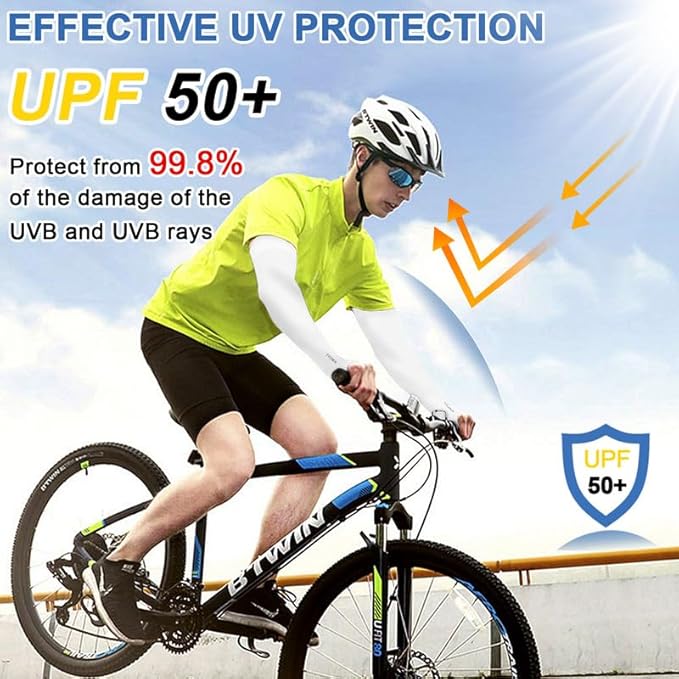 beister 3/6 Pairs UV Cooling Arm Sleeves Sun Protection Unisex for Sports, Cycling, Golf, Running