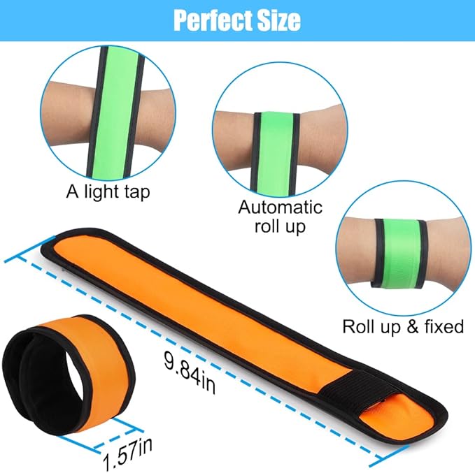 Dilabnba 6PCS Led Light Up Slap Wristband for Running Night Safety, Glow in The Dark Slap Bracelets Arm Band Reflective Strips for Cycling Walking Concert Camping Party