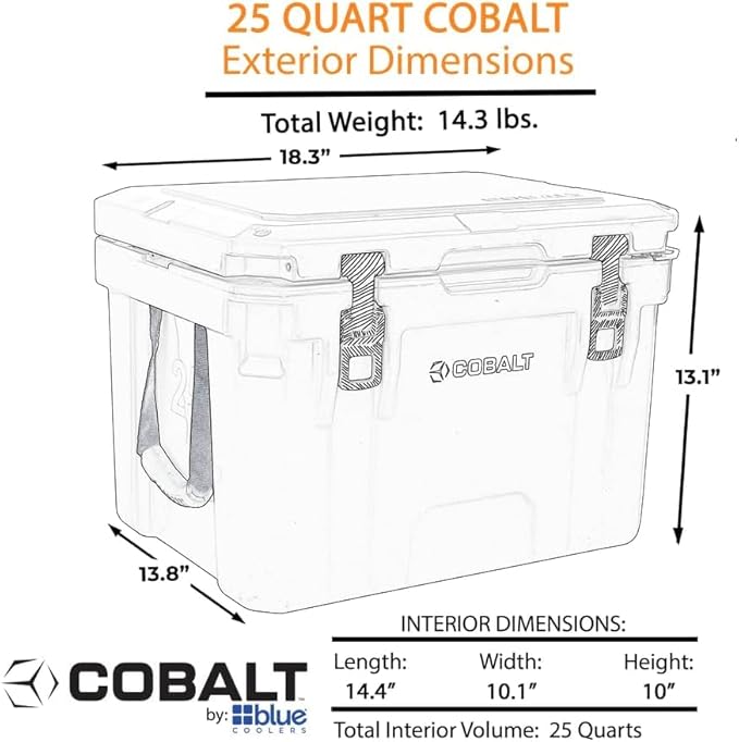 Cobalt 25 Quart Roto-Molded Super Ice Cooler | Large Ice Chest Holds Ice Up to 3 Days |