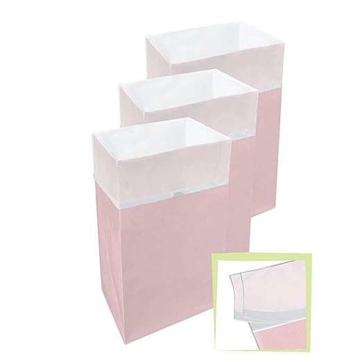 30 Gallon Multi-Liner Disposable Trash Cans (3-Pack) with Fitted Trash Bags - Reusable Garbage and Recycling Bins for Parties, Events, and More (Pink - 17" Height x 14" Width x 30" Depth)