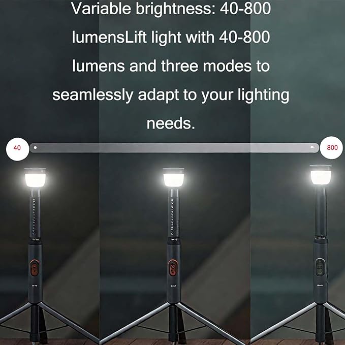 Telescopic Collapsible Camping Light - 800 Lumens, IP65 Waterproof, Remote Control, Magnetic Base, USB Rechargeable - Adjustable Height 47-192cm for Outdoor Hiking, Camping & Emergency Use