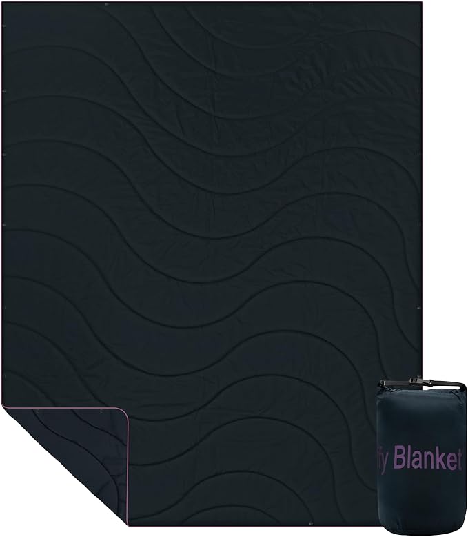 Camping Outdoor Blanket, Lightweight Packable Down Alternative Puffy Camping Picnic Blankets Warm Waterproof Hammock Top Quilt for Sleeping Travel Stadium Hiking Indoor Cold Weather 55"x78.8"