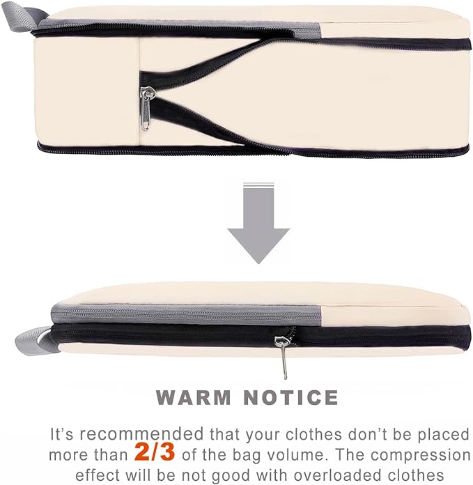 BAGAIL 4 Set/6 Set/8 Set Compression Packing Cubes Travel Accessories Expandable Packing Organizers (Cloth Pattern, 4-Beige)