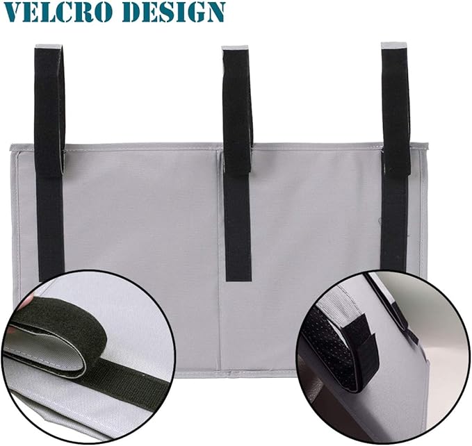 Bedside Caddy, Hanging Under Bed Storage Organizer Bag with 8 Pockets for College Dorm Rooms, Hospital Bed Rails, Camp