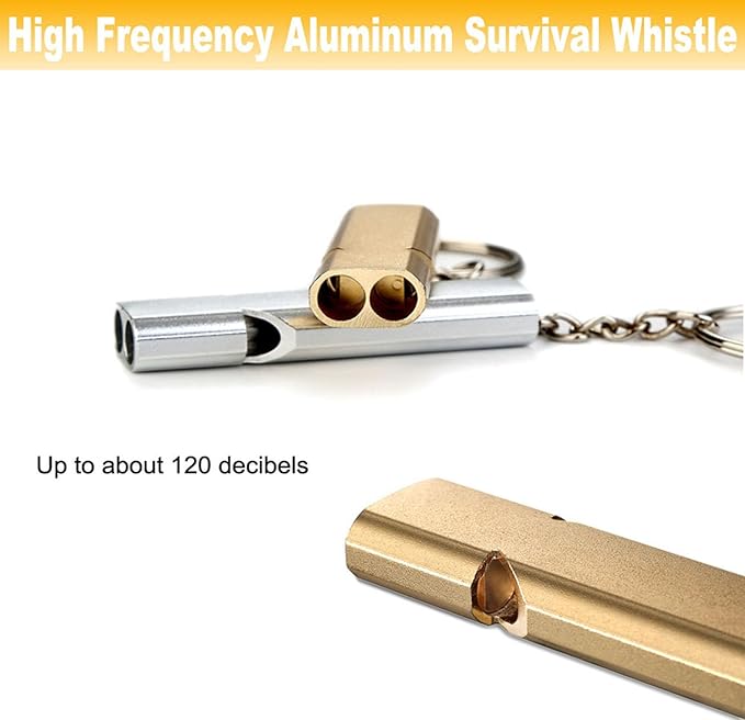 Emergency Whistles, 2 PCS Loud Safety Survival Whistles with Carabiner and Lanyard for Outdoor Hiking, Hunting, Camping, Fishing, Kayaking