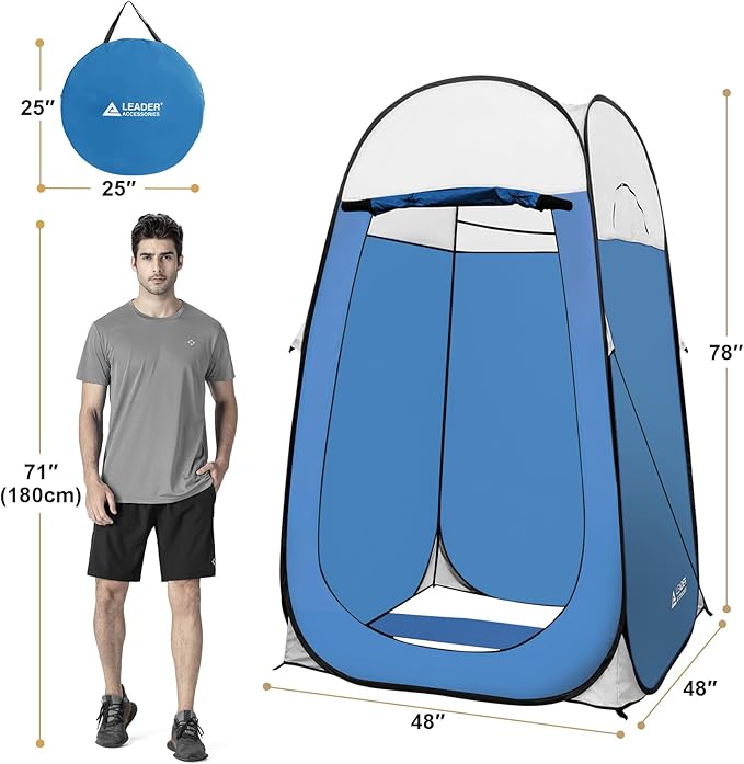 Leader Accessories Pop Up Shower Tent Dressing Changing Room Privacy Portable Camping Shelters 4' x 4' x 78" H Extra-Large Space