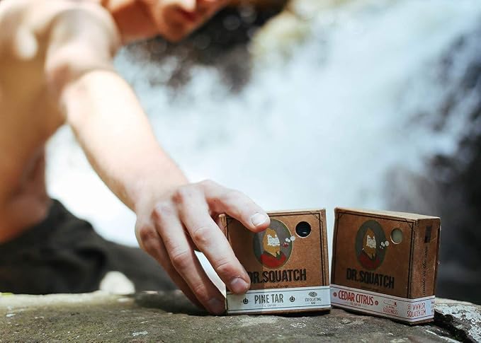 Dr. Squatch Natural Bar Soap for Men - Cold Process Soap with No Harsh Chemicals - Pine Tar (5 oz, 3-Pack)