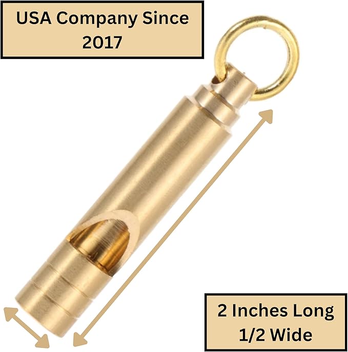Brass Whistles 4 Pack, Emergency Survival Whistles Loud Safety Whistles for Adults, Self-Defense Whistle for Outdoor Activities, Distress Signal, Emergency Whistle for Hiking, Survival