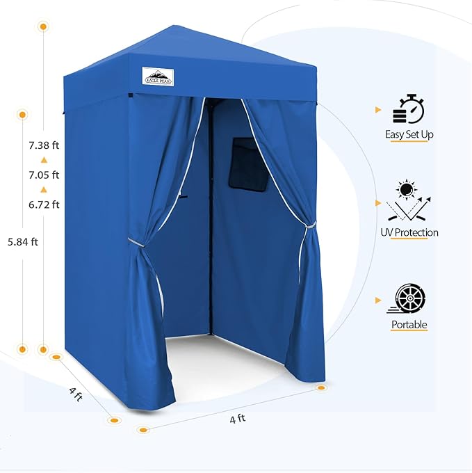 EAGLE PEAK Flex Ultra Compact 4x4 Pop-up Canopy, Sun Shelter, Changing Room, Portable Privacy Canopy Cabana for Pool, Fashion Photoshoots, or Camping, Blue