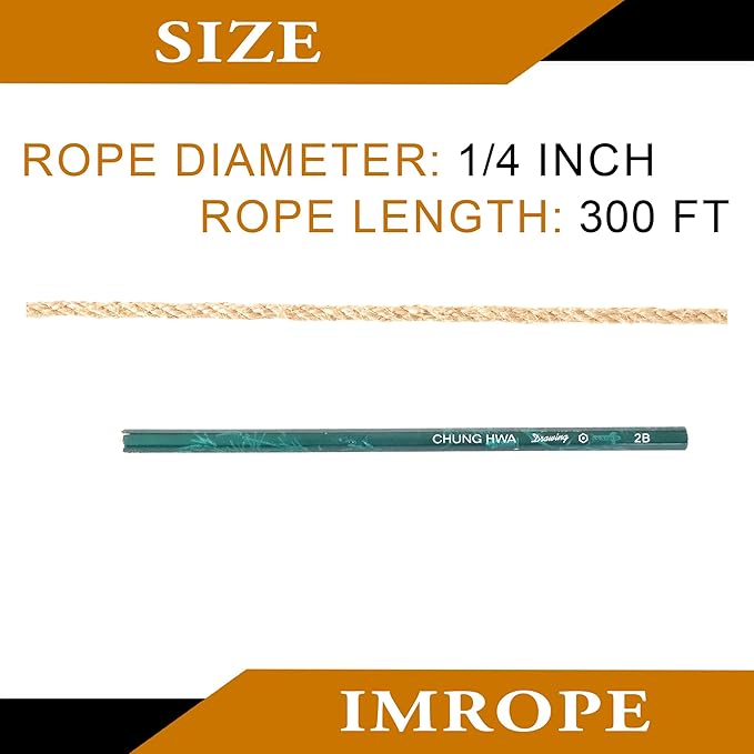 6mm x 300 Feet Natural Jute Rope, Twine for Gardening Tomato Climbing Plant Tie Floristry Crafts Gift Wrapping Packing Decor