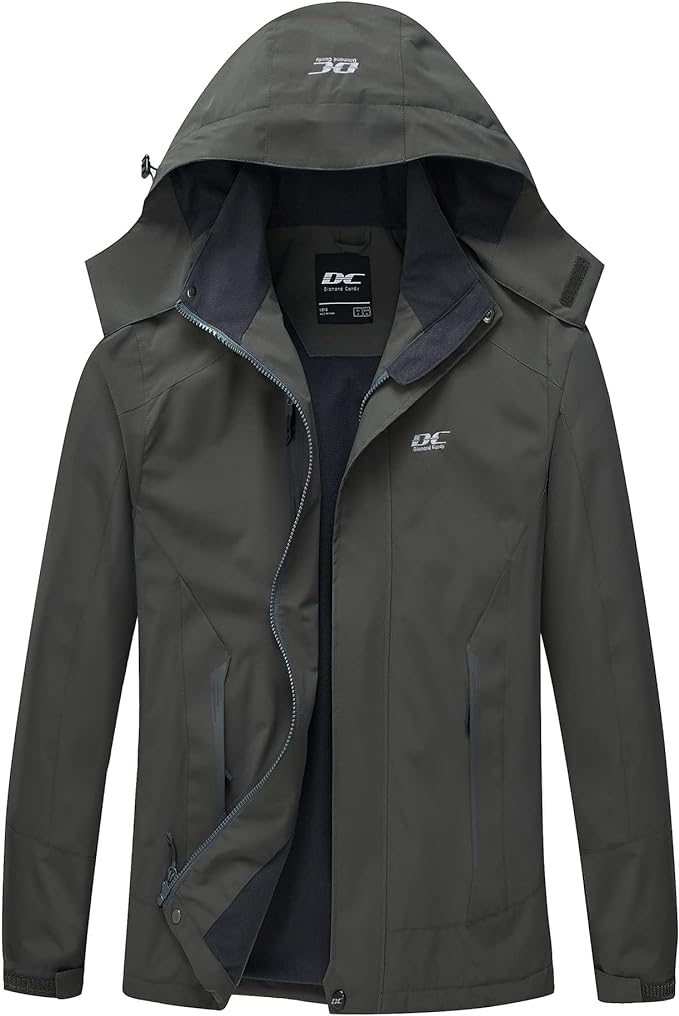 Diamond Candy Men's Hooded Waterproof Jacket Lightweight Rain Jacket Outdoor Casual Sportswear