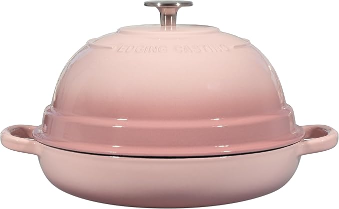 Enameled Cast Iron Dutch Oven Pot with Lid, Round Bread Oven for Homemade Sourdough Bread Baking, 6 Quart, Pink