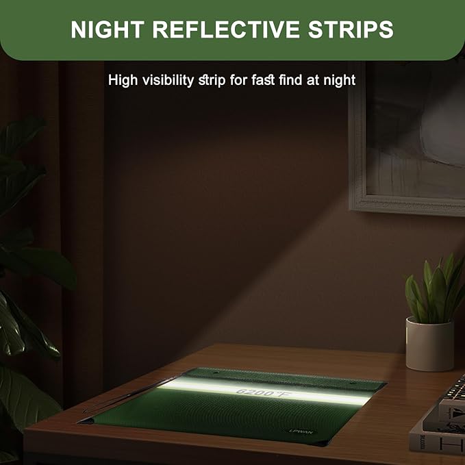 Fireproof Document Bag with Water Resistant Zipper,6200°F Heat Insulated Fire Proof Pouch with Soft Leather Hand Strap,Fire and Waterproof Envelope for Cash,Documents,Jewelry