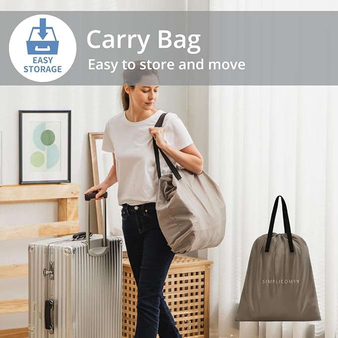 Simpli Comfy Inflatable 18” Queen Air Mattress with Built in Pump Self Inflating Blow Up Durable Heavy Duty Stay Firm Comfortable Air Bed Elevated for Home Guest Travel Relocate Camping