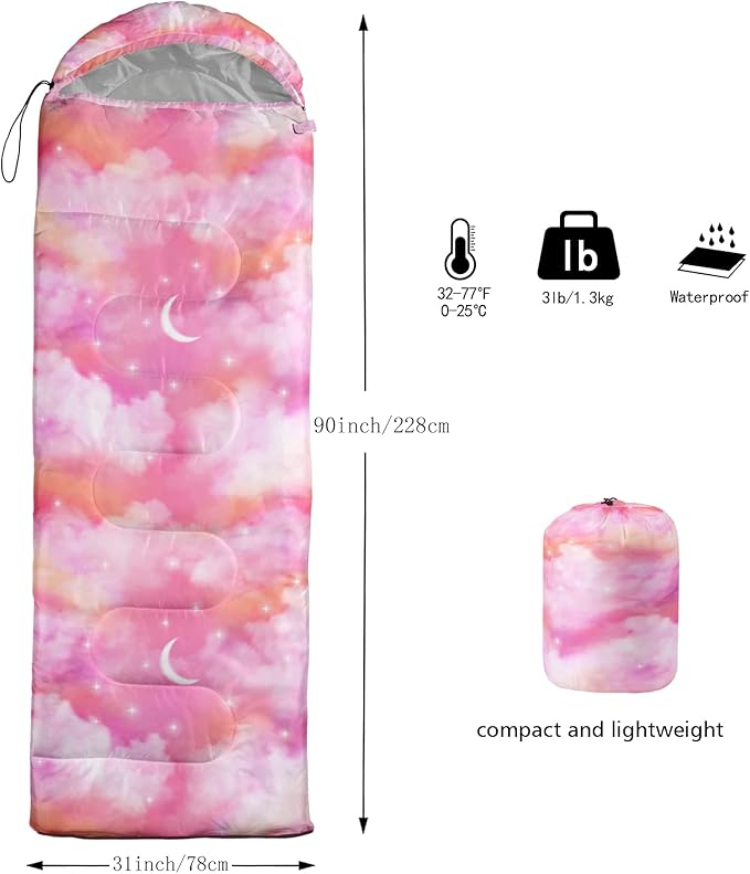 BailiPromise Camping Sleeping Bags,3 Season Warm & Cool Weather,Lightweight,Waterproof Sleeping Bags for Adults & Kids,Traveling,and Outdoors,Camping Gear Equipment