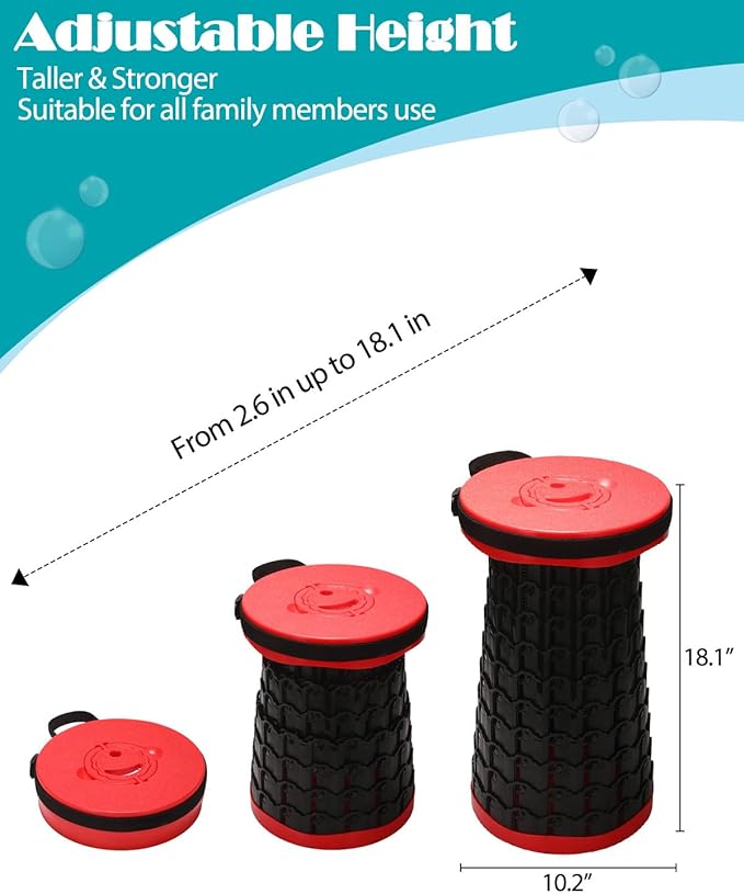 18-inch Heavy Duty Collapsible Stool - 800 lbs Capacity, 2.6 lbs Lightweight Portable Folding Stool for Camping, Travel, Music Festivals and Other Outdoor Events