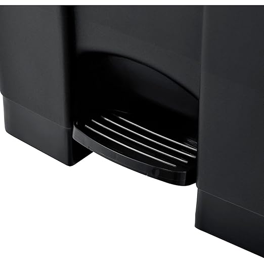 Global Industrial Plastic Rectangular Step On Trash Can, 23 Gallon, Black