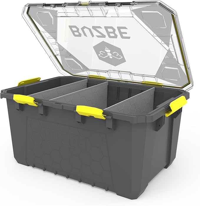 BUZBE Hive 26 Modular Gear Case, Waterproof and Airtight, Stackable Storage Bin with Dividers