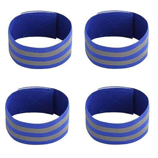 4 PCS Reflective Wrist Strap 5x1x1cm Running Safety Gear Reflective Wristbands High Visibility Bike Ankle Bands Reflector Armband Self-Adhesive Reflective Bands for Walking,Night Sports Blue