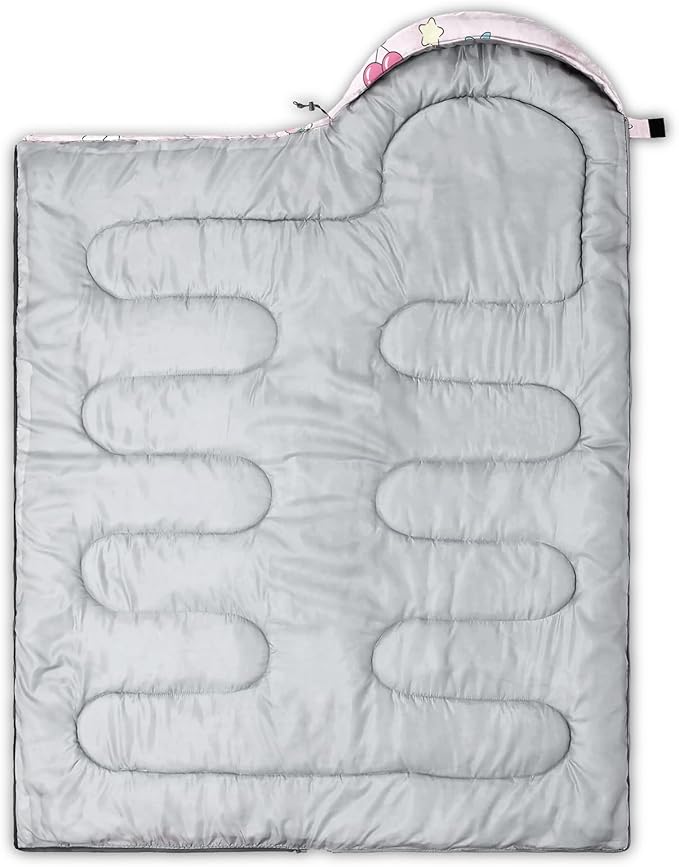 AILONEN Pink Lovely Rabbit Sleeping Bag for Girls Kids Adults,Warm and Cool Weather,Lightweight,Waterproof Backpacking,Cartoon Flowers Printed Bunny Sleeping Bag for Camping