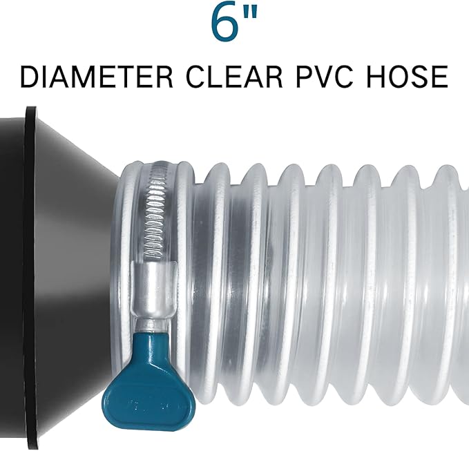 Heavy PVC Dust Collection Hose 6" x 10', Puncture Resistant PVC Dust Collection Hose with Carbon Steel Wire Coil, Flexible Clear PVC Fume Collection Hose for Dust Collectors