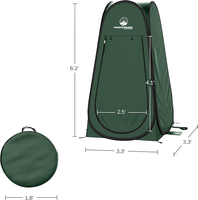 Pop Up Pod - Privacy Shower Tent, Dressing Room, or Portable Toilet Stall with Carry Bag for Camping, Beach, or Tailgate by Wakeman Outdoors (Green)
