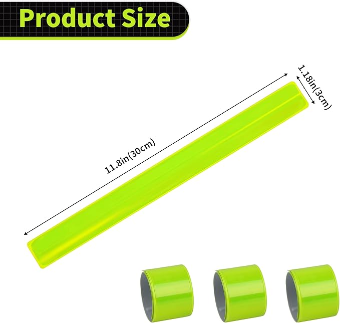 20 Pcs Reflective Bands Snap Bracelets - Enhance Safety for Children, School Bags, Keys, Prams, Hiking, Joggers, and Cyclists