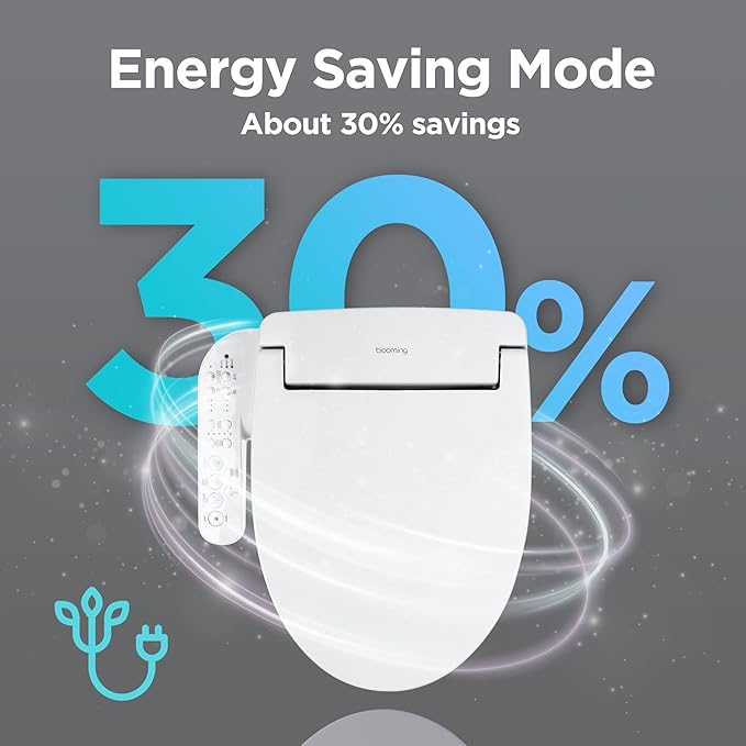 Blooming NB-1360R Bidet Toilet Seat, Warm Water, Warm Air Dryer, Heated Toilet Seat, Sittable Lid, Nightlight, Fits Elongated Toilets, White (Panel/Round)