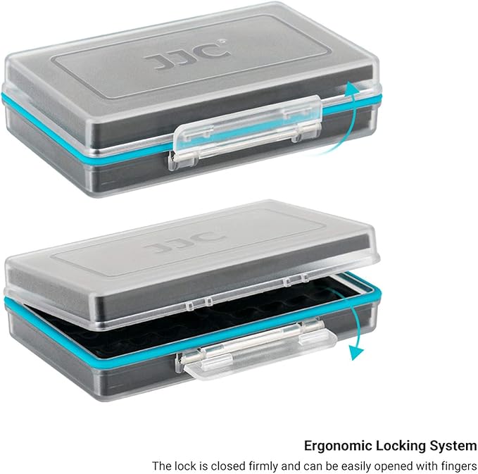 JJC 8 Slots AA Battery Case, PC Shell Water-Resistant & Shockproof Battery Storage Case for 8 x AA / 14500 Battery, AA Battery Organizer Carrying Case