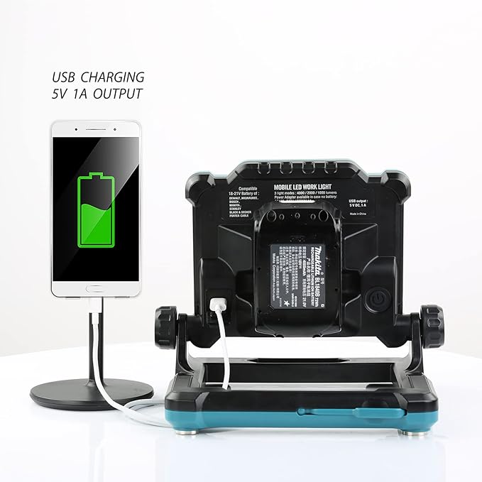 4000Lumens Work Flood Light Cordless, Magnetic Portable Led Work Lights for Job Sites Lighting, Compatible for Makita, Dewalt 20V, Milwaukee 18V m18 Lithium Tool Battery, Blue