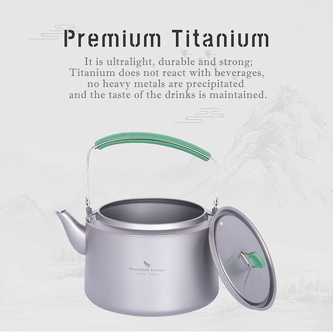 Boundless Voyage Titanium Kettle 800ml/1200ml with Folding Handle Filter Outdoor Camping Big Capacity Teapot (800ml)