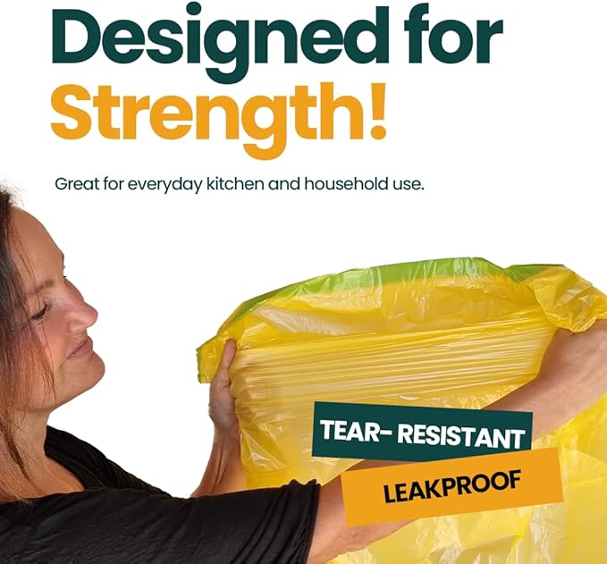 13 Gallon Trash Bags with Drawstrings, 80 Bags Made from 50% Recycled Plastic, Code K Leakproof and Tear-Resistant, Tall Kitchen Garbage Bags for Home and Office