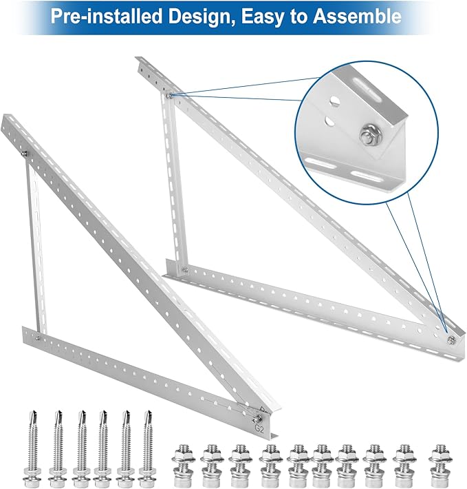 45'' Solar Panel Mount Brackets for 100-400 Watt Solar Panel,with Foldable Tilt Legs and Reinforced Cross Bars,Suitable for RV, Roof, Boat, Off-Grid etc.
