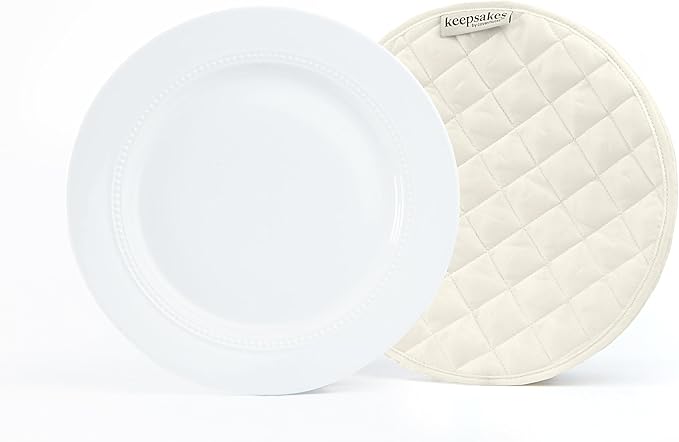 Covermates Keepsakes - Quilted Divider Set - Set of 4 - Scratch & Breakage Protection - Stain Resistant - Machine Washable - China Storage, Cream