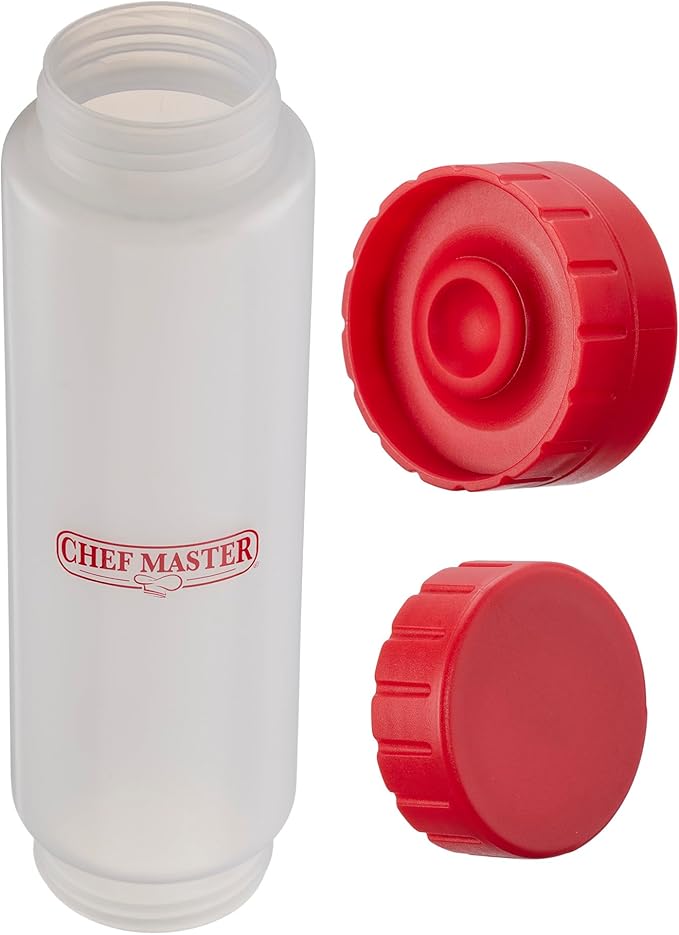 Chef Master Squeeze Bottles for Sauces (6-Pack) - Fill & Flip, Refillable 20 Oz. - Condiment Squeeze Bottles for Liquids, Sauces, Batter & Dressing - Made for Restaurants, Diners & Food Trucks - 90291