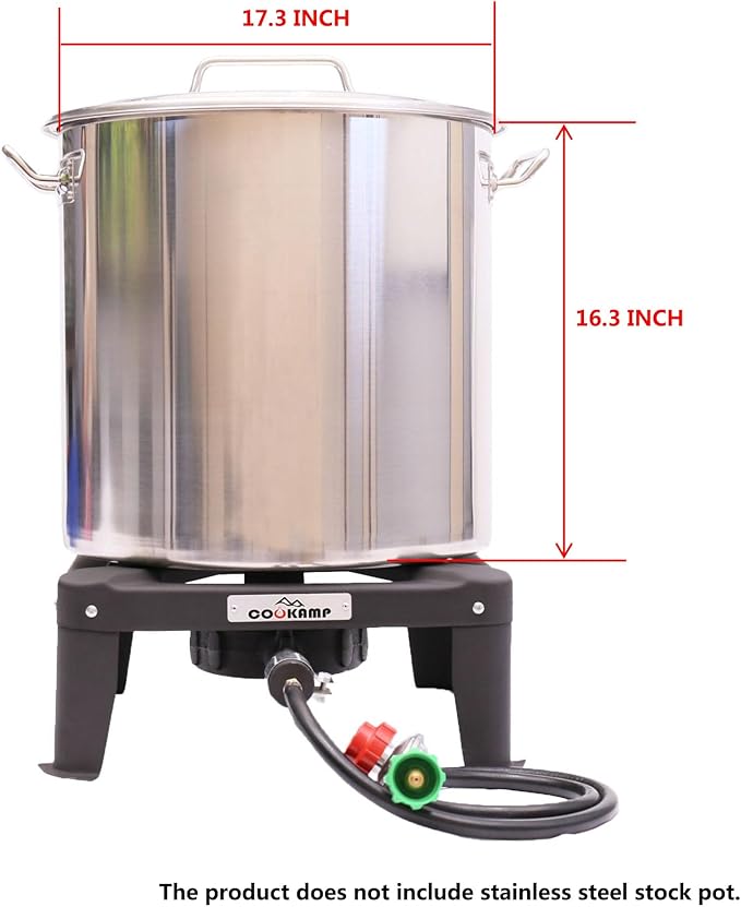 Propane Burner for Outdoor Cooking, 120,000 BTU Single 7" Round Burner, 16" Square Steel Cooktop！SA1730