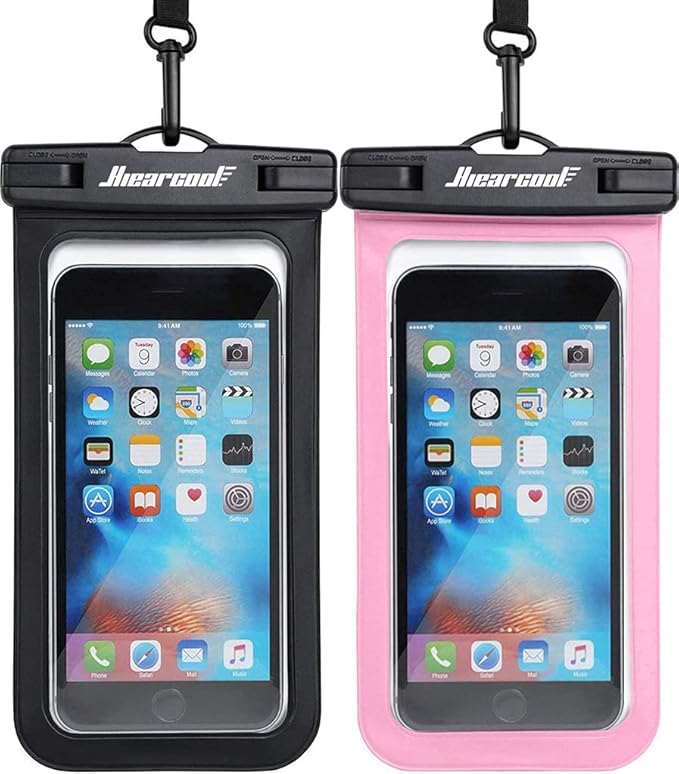 Hiearcool Universal Waterproof Case, Waterproof Phone Pouch Compatible for iPhone 16 15 14 13 Pro Max XS Plus Samsung Galaxy S22 Cellphone Up to 8.3", IPX8 Cellphone Beach Bag for Travel - 2 Pack