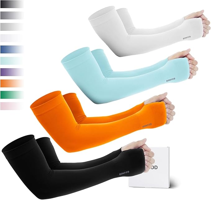 GOUNOD Sun Protection Cooling Arm Sleeves with Thumb Holes - Gardening Outdoors Sports Workouts Sunscreen Arm Sleeves