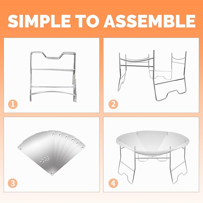 ActDoer Portable Camping Fire Pit - 17 inch Wood Burning Fire Pit with Storage Bag - Camping, Picnics, Backpacking, Outdoor Heating