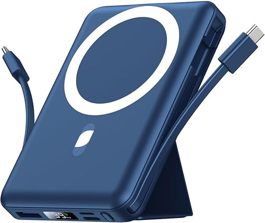 Azmuth for Magsafe Battery Pack, 10000mAh Magnetic Power Bank 22.5W PD Fast Charging with LED Display Wireless Portable Charger for Magsafe with Stand for iPhone 17/16/15/14/13/12/Pro/Pro Max