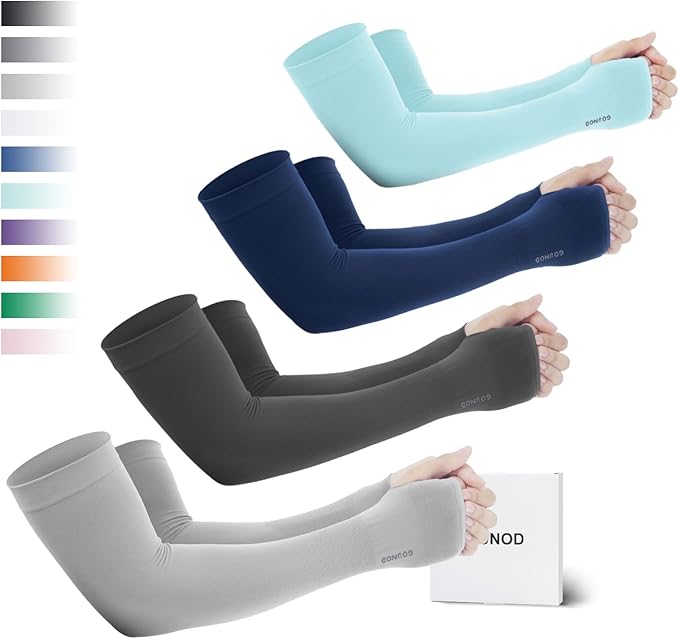 GOUNOD Sun Protection Cooling Arm Sleeves with Thumb Holes - Gardening Outdoors Sports Workouts Sunscreen Arm Sleeves