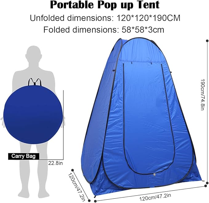 Pop Up Tent Upgrade Privacy Camping Shower Tent Portable Outdoor Sun Shelter for Outdoor Bathing Toilet Camping Biking Hiking Beach with 5.3 Gallon Shower Bag