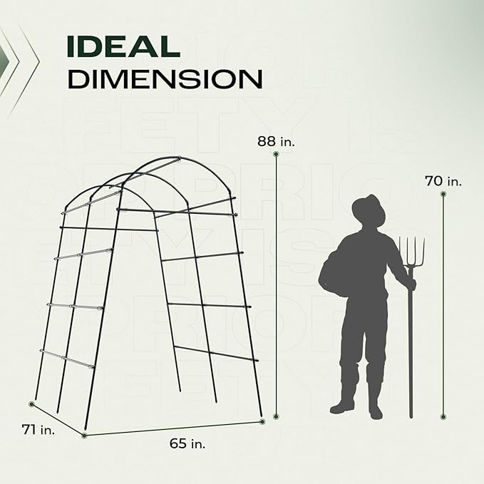 Idzo Garden Arch Trellis, 88in Tall Stainless Steel Tunnel Vegetable Trellis w PE Coating Protect Against Rust, Space-Saving & Durable Cucumber Trellis for Climbing Plants Outdoor, Minimal Maintenance