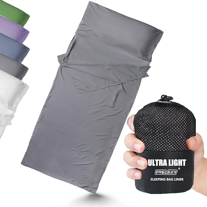Frelaxy Ultralight Sleeping Bag Liner - Lighter & Compact, 3 Sizes Travel Sheets & Adult Sleep Sack, Comfy Breathable & Cooling & Silky Soft, Quick-Drying, for Backpacking, Hotel, Camping, Hostels