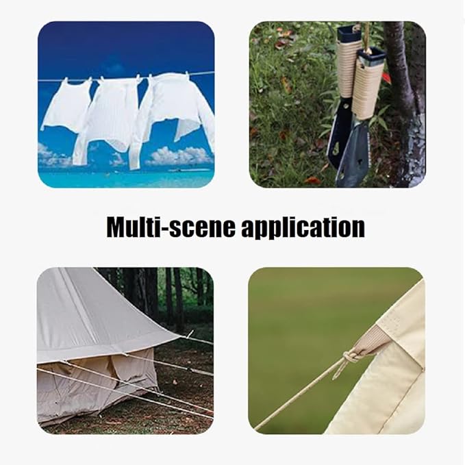 Tent Wind Ropes with Tensioners Cord Adjuster, 8pcs 13ft Reflective Rope for Camping, Hiking, Canopy Shelter, Outdoor Activity(Black)