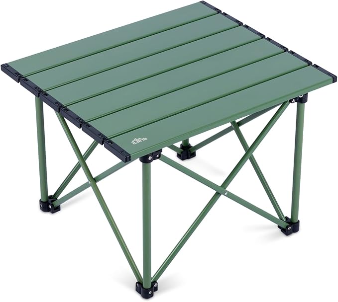 iClimb Ultralight Compact Camping Folding Table with Carry Bag (Reinforced Green - S)