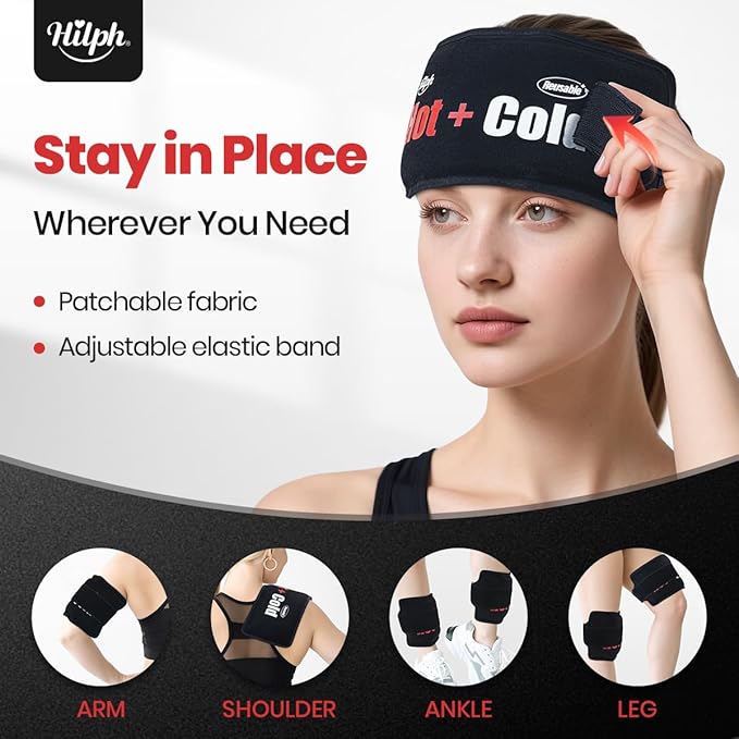 Hilph Ice Pack for Injuries Reusable, 2 Packs Soft Hot and Cold Gel Pack with Adjustable Strap, Flexible Ice Pack Wraps for Joints and Muscle, Back, Knee & More Discomfort Relief (9.5" x 4.7")