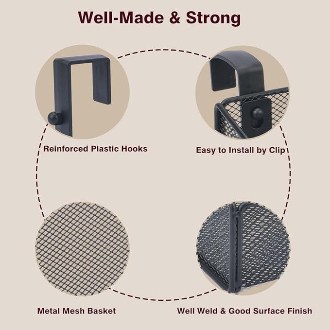 Bedside Shelf Bunk Bed Organizer Shelf Hanging Storage Metal Basket Phone Holder for Bedroom,Dorm,Office - Easy Use for Both Adult and Kids (White)