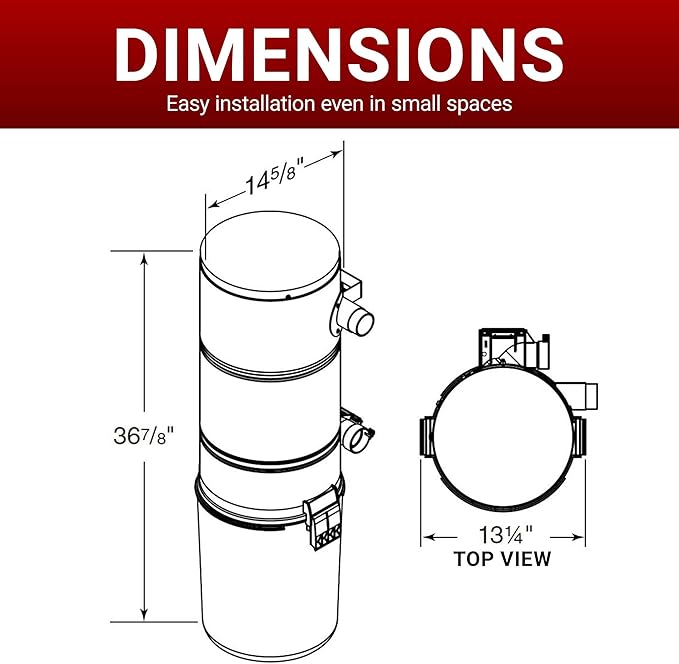 Broan-nutone 650 Air watts Residential Central Vacuum System - Advanced HEPA Filtration with 99.97% dust and microparticle Capture, Anti-Vibration, Powerful Suction