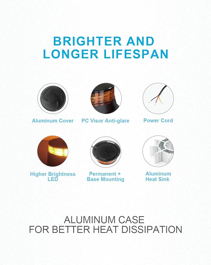 Agrieyes Amber Beacon Light 4.2Inch, Flashing Safety Warning Lights Permanent/Magnet Mount (Amber, Screw)